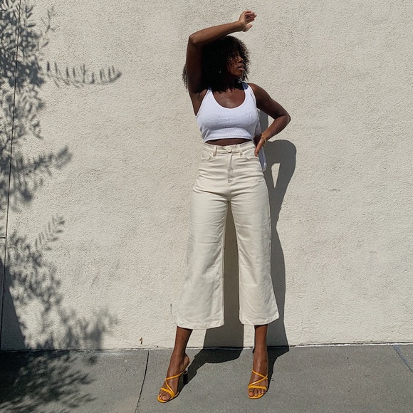 WHIMSY + ROW Flora Pant High Rise Wide Leg Natural 31 - Picture 1 of 5